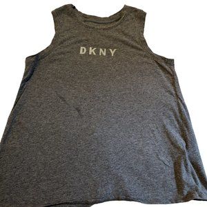 DKNY Grey Sleeveless Workout Shirt - Wrap in Back - Small